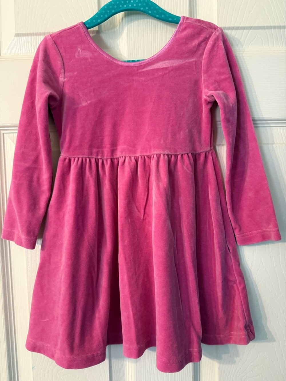 Hanna Andersson Girls' Pink Velvet Long-Sleeve Dress